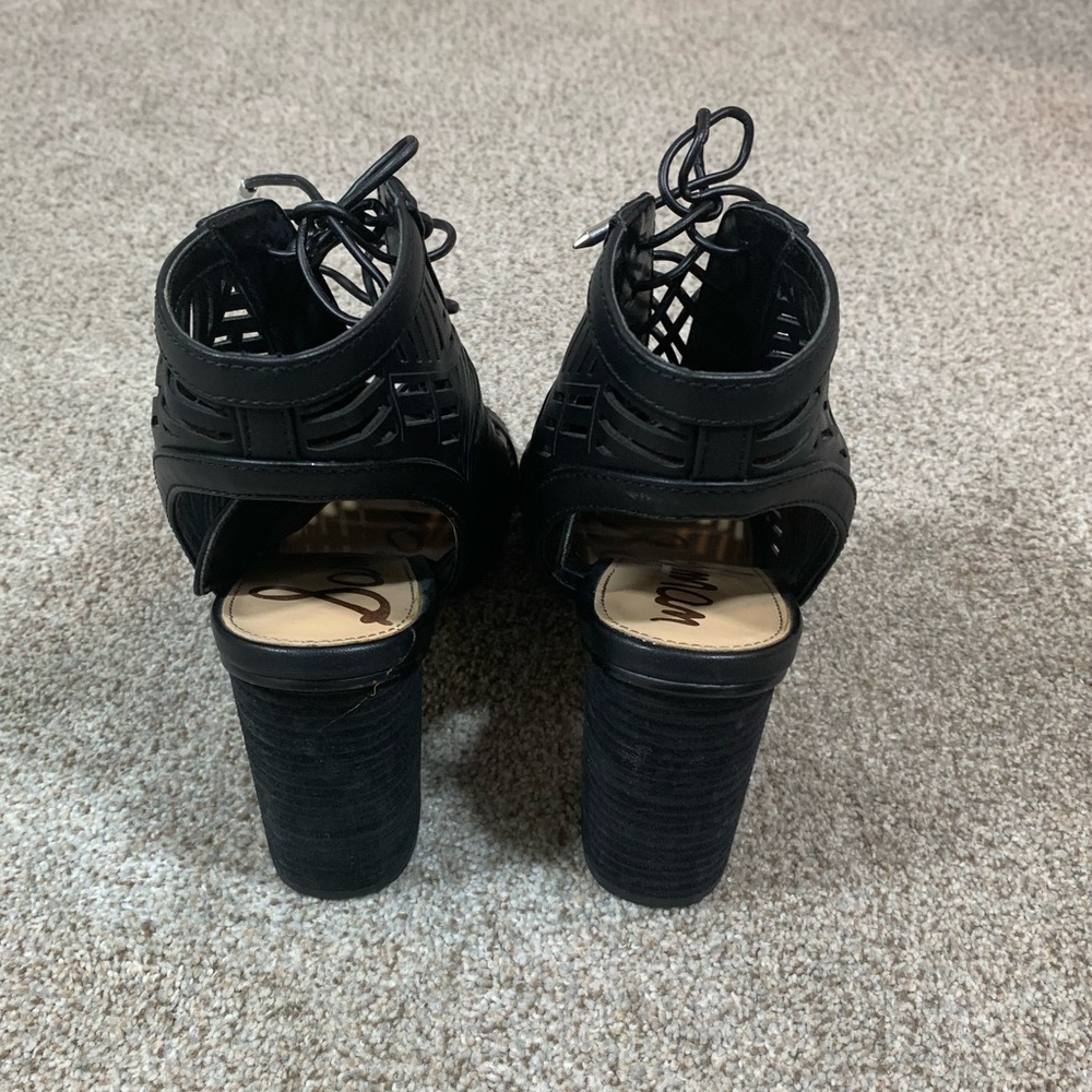 Sam Edelman Roco Lace Up Black Heeled Sandals. - Picture 6 of 9